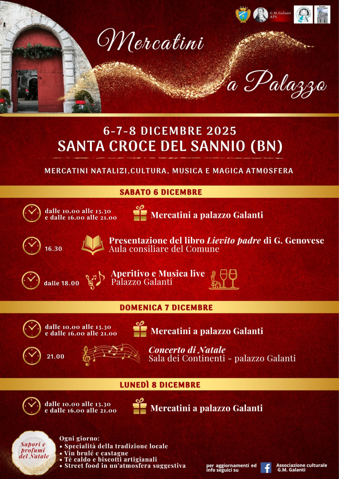 Locandina col programma della decima edizione di Mercatini a Palazzo